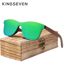 Load image into Gallery viewer, KINGSEVEN 2019 Mens Sunglasses Polarized Walnut Wood Mirror Lens Sun Glasses Women Brand Design Colorful Shades Handmade