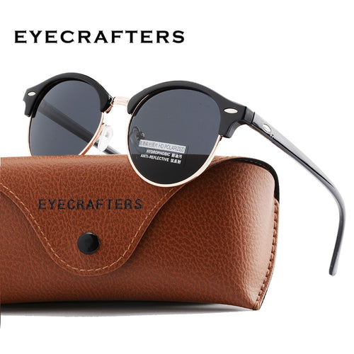 New Polarized Round Sunglasses Mens Womens Brand Designer Club Round Glasses Classic Sun glasses Driving Semi Rimless Eyewear