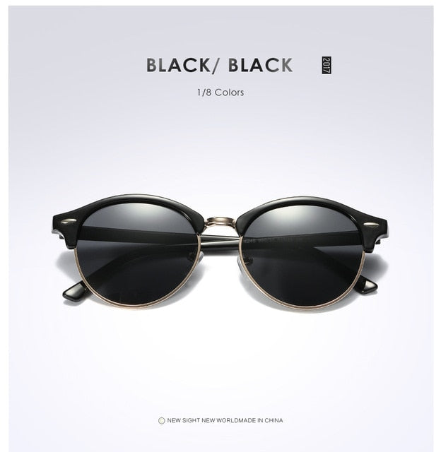 New Polarized Round Sunglasses Mens Womens Brand Designer Club Round Glasses Classic Sun glasses Driving Semi Rimless Eyewear