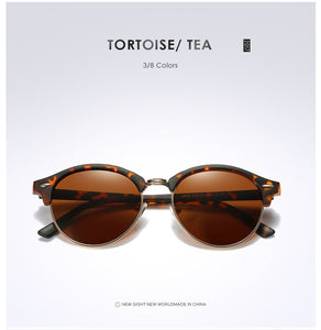New Polarized Round Sunglasses Mens Womens Brand Designer Club Round Glasses Classic Sun glasses Driving Semi Rimless Eyewear