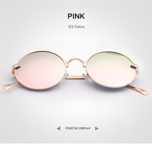 2018 New Round Women Polarized Sunglasses Blue/Pink/Silver UV400 Mirror Lens Glasses With Box,Case