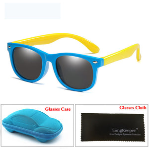 LongKeeper Mirror Kids Sunglasses with Case Boys Girls Polarized Silicone Safety Sun Glasses Gift For Children Baby UV400 Gafas