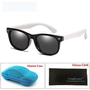 LongKeeper Mirror Kids Sunglasses with Case Boys Girls Polarized Silicone Safety Sun Glasses Gift For Children Baby UV400 Gafas