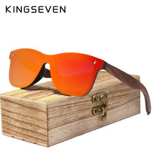 Load image into Gallery viewer, KINGSEVEN 2019 Mens Sunglasses Polarized Walnut Wood Mirror Lens Sun Glasses Women Brand Design Colorful Shades Handmade