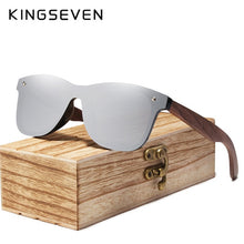 Load image into Gallery viewer, KINGSEVEN 2019 Mens Sunglasses Polarized Walnut Wood Mirror Lens Sun Glasses Women Brand Design Colorful Shades Handmade
