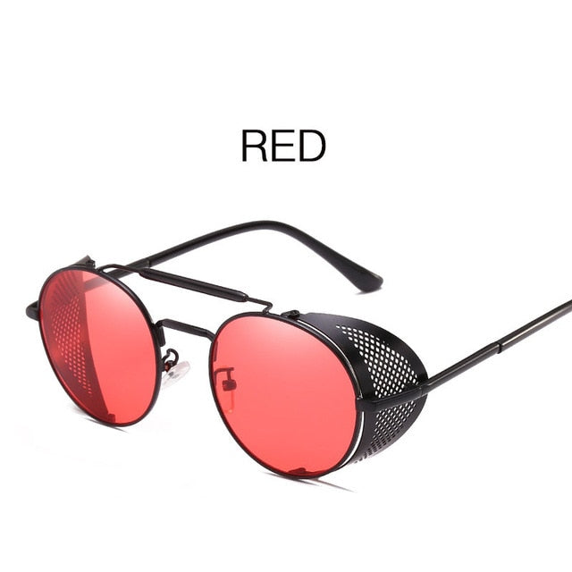 2019 Retro Steampunk Sunglasses Round Designer Steam Punk Metal Shields Sunglasses Men Women UV400 Gafas de Sol