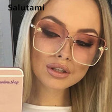 Load image into Gallery viewer, Retro Square Bee Sunglasses Women Brand Designer Metal Frame Oversized Sun Glasses Fashion Men Gradient Shades Oculos UV400