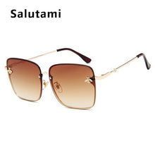 Load image into Gallery viewer, Retro Square Bee Sunglasses Women Brand Designer Metal Frame Oversized Sun Glasses Fashion Men Gradient Shades Oculos UV400