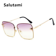 Load image into Gallery viewer, Retro Square Bee Sunglasses Women Brand Designer Metal Frame Oversized Sun Glasses Fashion Men Gradient Shades Oculos UV400
