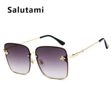 Load image into Gallery viewer, Retro Square Bee Sunglasses Women Brand Designer Metal Frame Oversized Sun Glasses Fashion Men Gradient Shades Oculos UV400