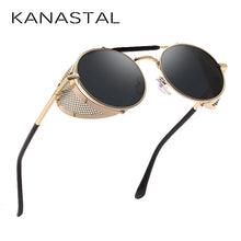 Load image into Gallery viewer, Retro Round Steampunk Sunglasses Men Women Side Shield Goggles Metal Frame Gothic Mirror Lens Sun Glasses