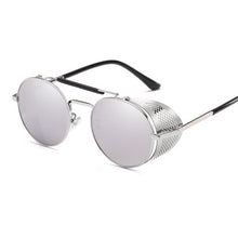 Load image into Gallery viewer, Retro Round Steampunk Sunglasses Men Women Side Shield Goggles Metal Frame Gothic Mirror Lens Sun Glasses