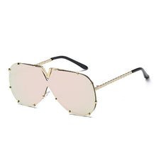 Load image into Gallery viewer, Fashion V Oversized Sunglasses Men Women Mirror Driving Sunglass Eyewear  Luxury Brand Cool Metal Frame UV400 Sun Glasses