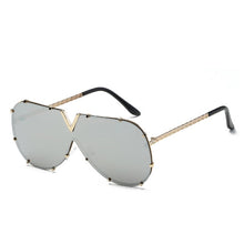 Load image into Gallery viewer, Fashion V Oversized Sunglasses Men Women Mirror Driving Sunglass Eyewear  Luxury Brand Cool Metal Frame UV400 Sun Glasses