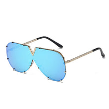 Load image into Gallery viewer, Fashion V Oversized Sunglasses Men Women Mirror Driving Sunglass Eyewear  Luxury Brand Cool Metal Frame UV400 Sun Glasses