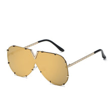 Load image into Gallery viewer, Fashion V Oversized Sunglasses Men Women Mirror Driving Sunglass Eyewear  Luxury Brand Cool Metal Frame UV400 Sun Glasses