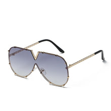 Load image into Gallery viewer, Fashion V Oversized Sunglasses Men Women Mirror Driving Sunglass Eyewear  Luxury Brand Cool Metal Frame UV400 Sun Glasses
