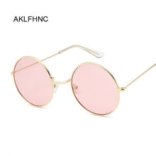Load image into Gallery viewer, 2019 Retro Round Pink Sunglasses Women Brand Designer Sun Glasses For Women Alloy Mirror Female Oculos De Sol Black
