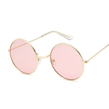 Load image into Gallery viewer, 2019 Retro Round Pink Sunglasses Women Brand Designer Sun Glasses For Women Alloy Mirror Female Oculos De Sol Black