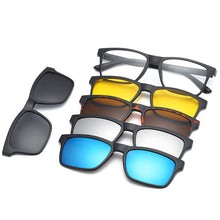 Load image into Gallery viewer, HJYFINO 5 lenes Magnet Sunglasses Clip Mirrored Clip on Sunglasses clip on glasses Men Polarized Clip Custom Prescription Myopia