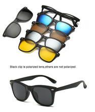 Load image into Gallery viewer, HJYFINO 5 lenes Magnet Sunglasses Clip Mirrored Clip on Sunglasses clip on glasses Men Polarized Clip Custom Prescription Myopia