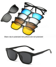 Load image into Gallery viewer, HJYFINO 5 lenes Magnet Sunglasses Clip Mirrored Clip on Sunglasses clip on glasses Men Polarized Clip Custom Prescription Myopia