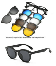 Load image into Gallery viewer, HJYFINO 5 lenes Magnet Sunglasses Clip Mirrored Clip on Sunglasses clip on glasses Men Polarized Clip Custom Prescription Myopia