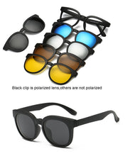 Load image into Gallery viewer, HJYFINO 5 lenes Magnet Sunglasses Clip Mirrored Clip on Sunglasses clip on glasses Men Polarized Clip Custom Prescription Myopia