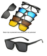 Load image into Gallery viewer, HJYFINO 5 lenes Magnet Sunglasses Clip Mirrored Clip on Sunglasses clip on glasses Men Polarized Clip Custom Prescription Myopia