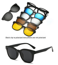 Load image into Gallery viewer, HJYFINO 5 lenes Magnet Sunglasses Clip Mirrored Clip on Sunglasses clip on glasses Men Polarized Clip Custom Prescription Myopia