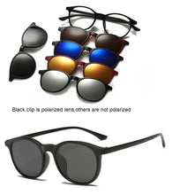 Load image into Gallery viewer, HJYFINO 5 lenes Magnet Sunglasses Clip Mirrored Clip on Sunglasses clip on glasses Men Polarized Clip Custom Prescription Myopia