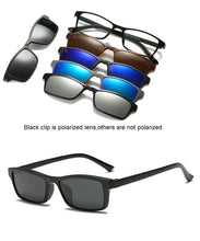 Load image into Gallery viewer, HJYFINO 5 lenes Magnet Sunglasses Clip Mirrored Clip on Sunglasses clip on glasses Men Polarized Clip Custom Prescription Myopia
