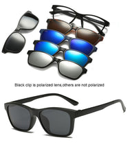 Load image into Gallery viewer, HJYFINO 5 lenes Magnet Sunglasses Clip Mirrored Clip on Sunglasses clip on glasses Men Polarized Clip Custom Prescription Myopia