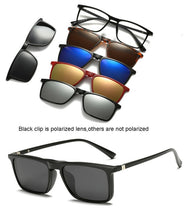 Load image into Gallery viewer, HJYFINO 5 lenes Magnet Sunglasses Clip Mirrored Clip on Sunglasses clip on glasses Men Polarized Clip Custom Prescription Myopia