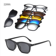 Load image into Gallery viewer, HJYFINO 5 lenes Magnet Sunglasses Clip Mirrored Clip on Sunglasses clip on glasses Men Polarized Clip Custom Prescription Myopia