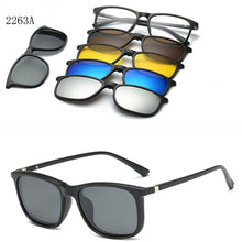 Load image into Gallery viewer, HJYFINO 5 lenes Magnet Sunglasses Clip Mirrored Clip on Sunglasses clip on glasses Men Polarized Clip Custom Prescription Myopia
