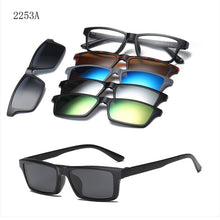 Load image into Gallery viewer, HJYFINO 5 lenes Magnet Sunglasses Clip Mirrored Clip on Sunglasses clip on glasses Men Polarized Clip Custom Prescription Myopia