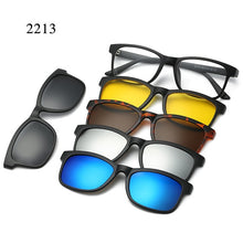 Load image into Gallery viewer, HJYFINO 5 lenes Magnet Sunglasses Clip Mirrored Clip on Sunglasses clip on glasses Men Polarized Clip Custom Prescription Myopia