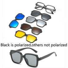 Load image into Gallery viewer, HJYFINO 5 lenes Magnet Sunglasses Clip Mirrored Clip on Sunglasses clip on glasses Men Polarized Clip Custom Prescription Myopia