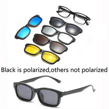 Load image into Gallery viewer, HJYFINO 5 lenes Magnet Sunglasses Clip Mirrored Clip on Sunglasses clip on glasses Men Polarized Clip Custom Prescription Myopia